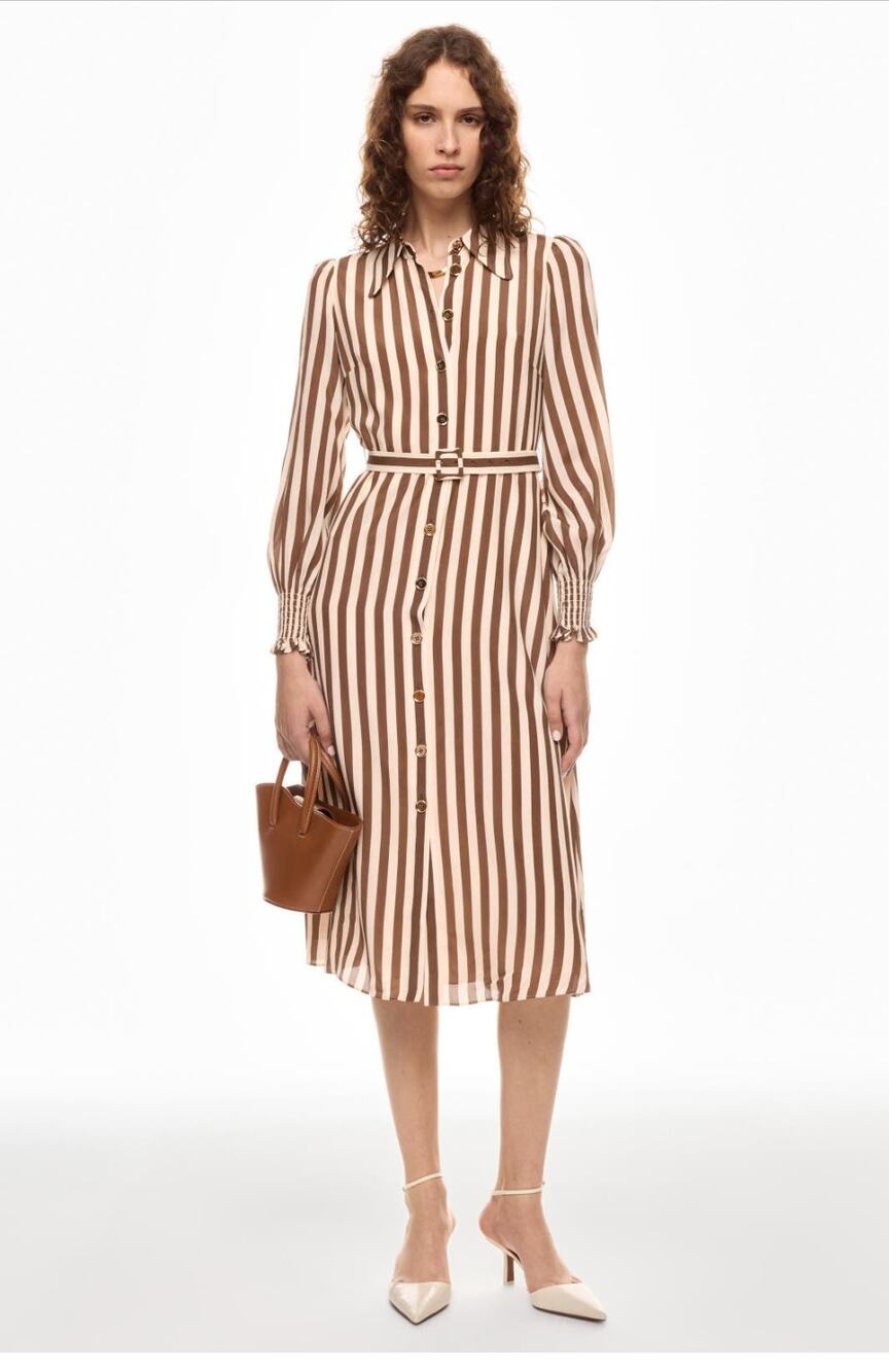 L.K. Bennett Emelia Striped Shirt Midi Dress Size 2 Chic